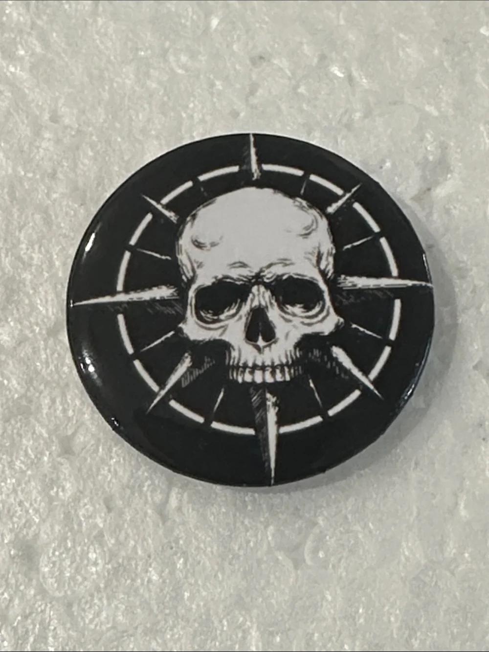 Black Skull Compass Button Pin - Men Accessories